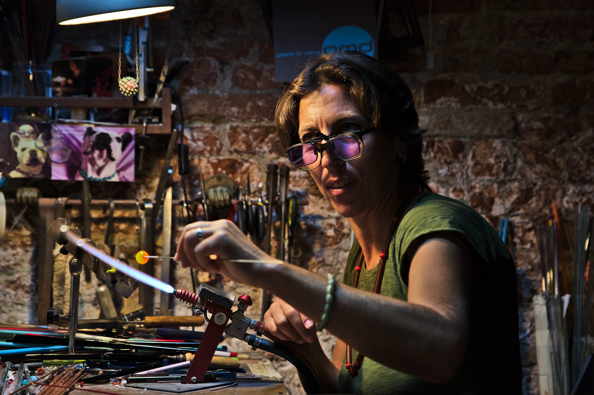 Simo Iacovvizi makes Venetian glass beads by hand in her workshop close to Campo San Barnaba in Venice