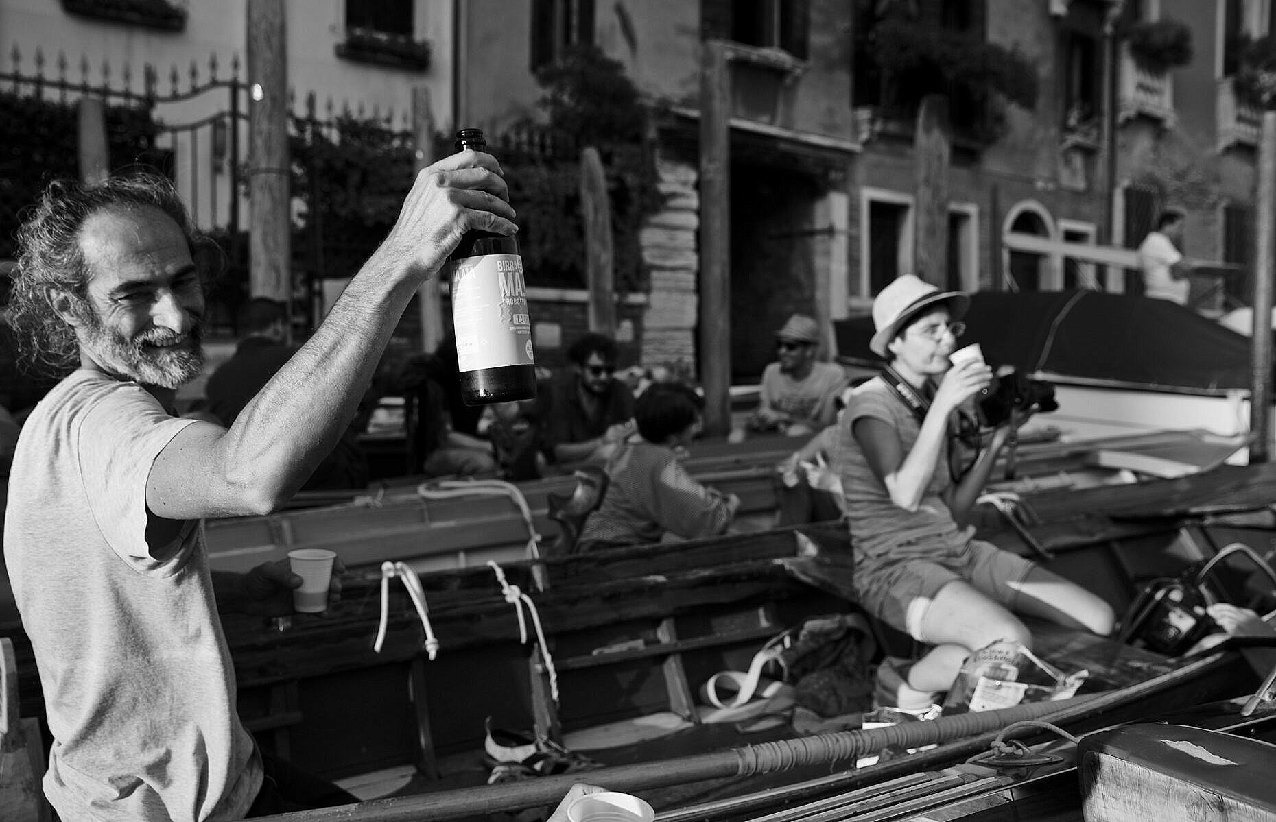 Cheers! while waiting for the last race of the Regata Storica 2018 on the Grand Canal.