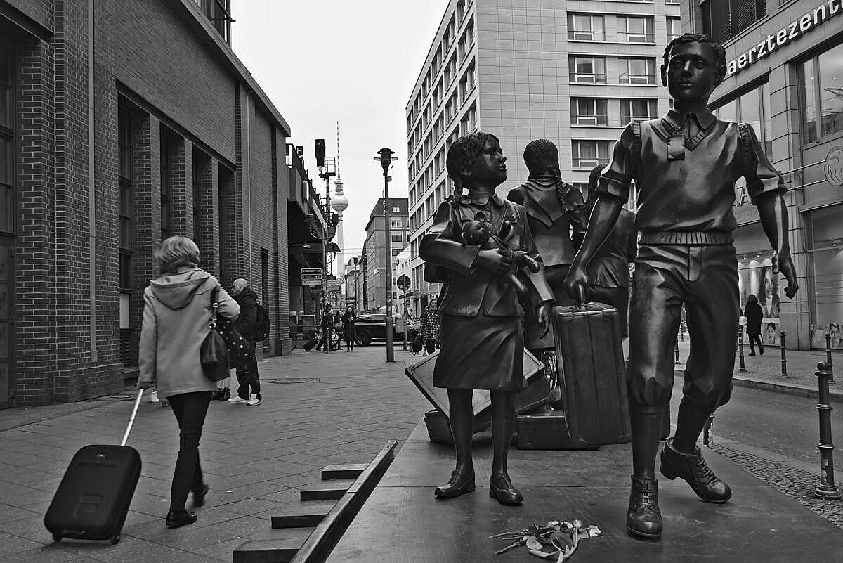 Monument commemorating the people taken to the kz camps by train from the Friedrichstrasse station in Berlin.